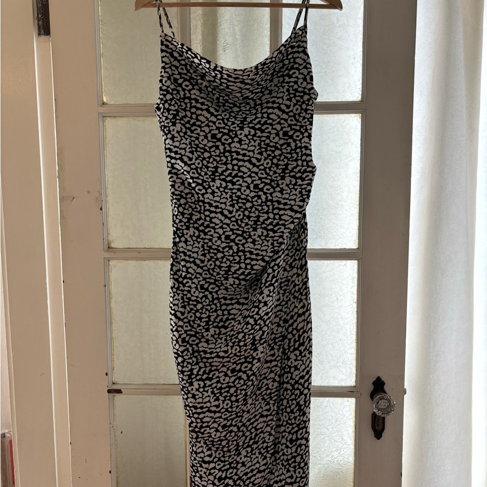 Chic Monochrome Spaghetti Strap Midi Dress